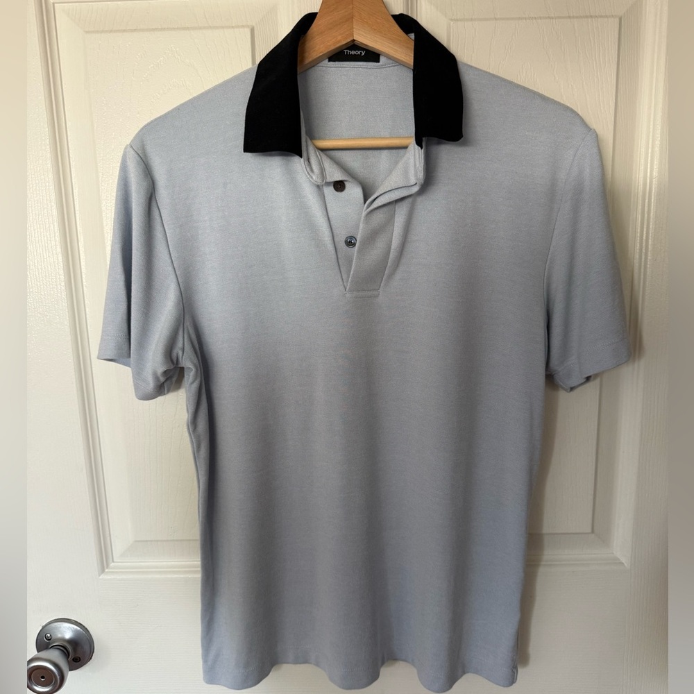 Theory Blue and Black Kayser Polo Shirt